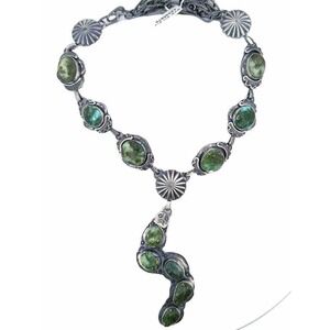 Sonoran Gold Turquoise Sterling Silver Navajo Handmade Snake Native Necklace